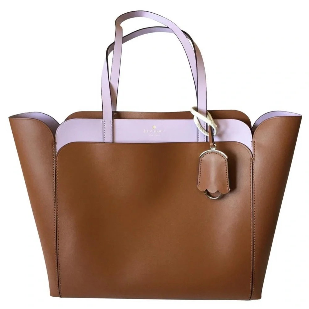 Kate Spade Brown & Light Purple Medium Double Pocket Tote